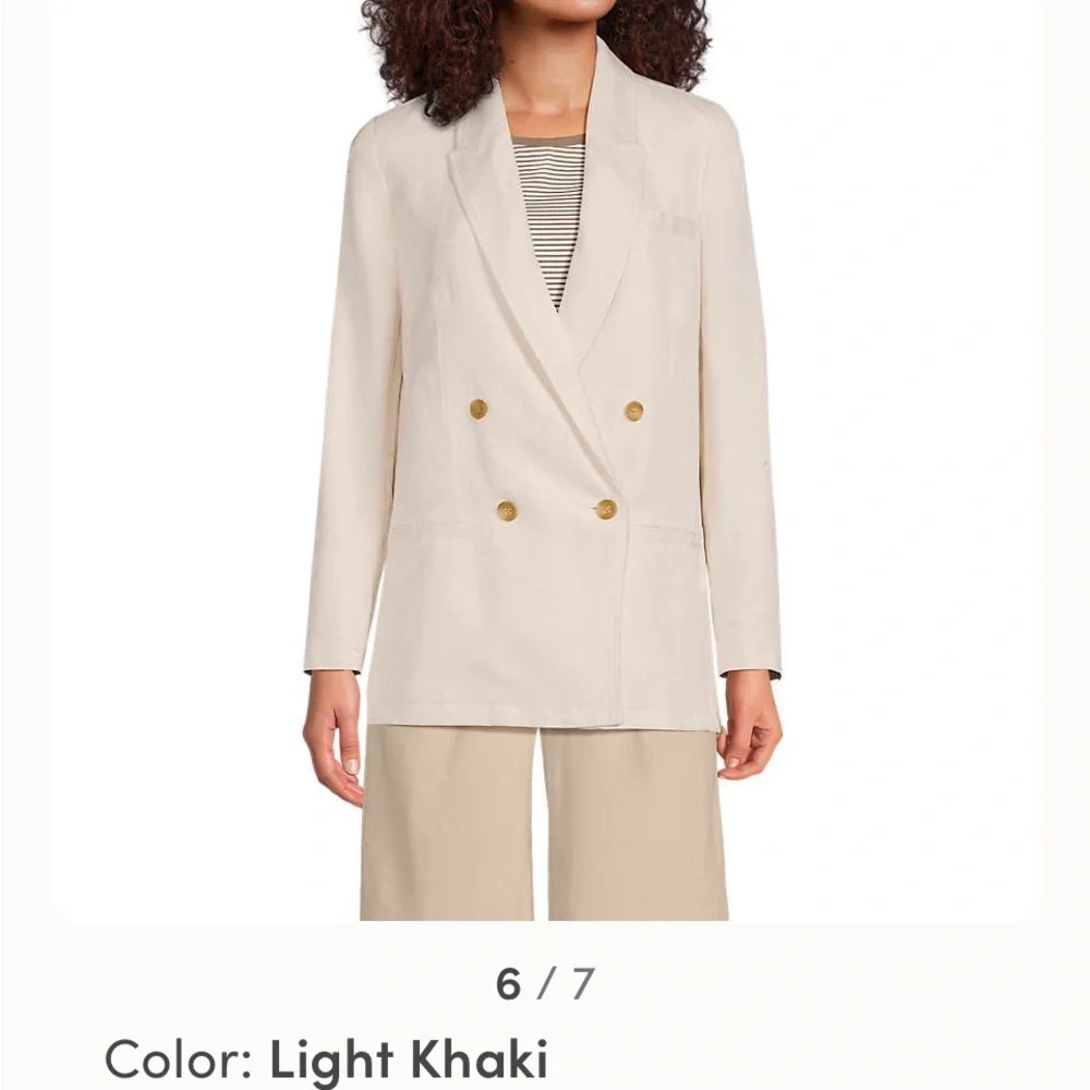 Lands End Women's Linen Double Breasted Blazer Size 4. Career Casual Preppy - Picture 10 of 10